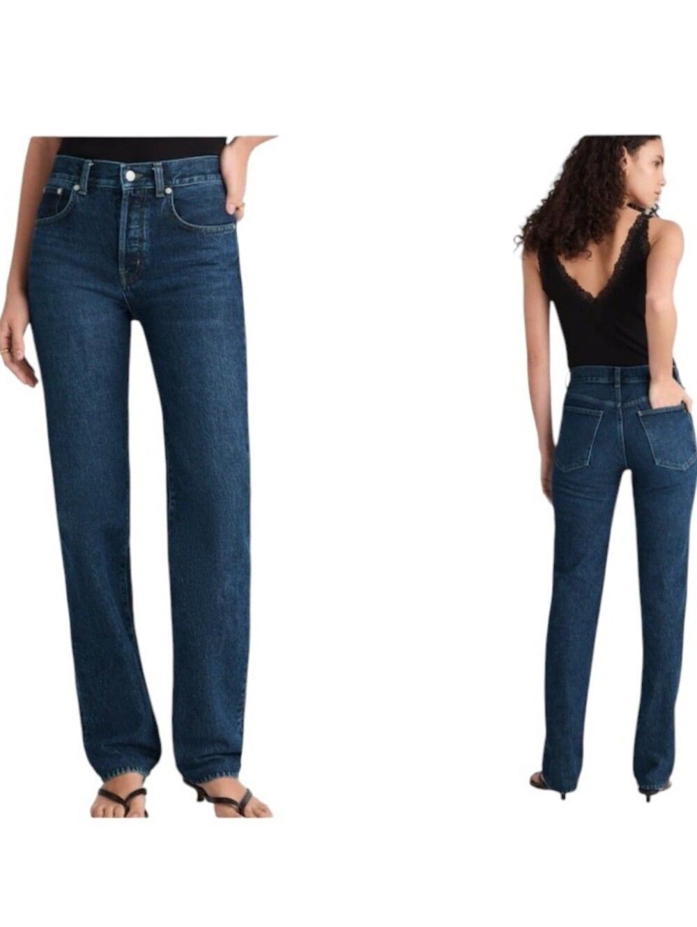 NWT Madewell Longline Straight Jean Dark Blue Rigid Denim Size 26